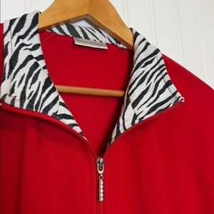 Red Women's Draper’s & Damon’’s Jacket with Zebra Print Accents